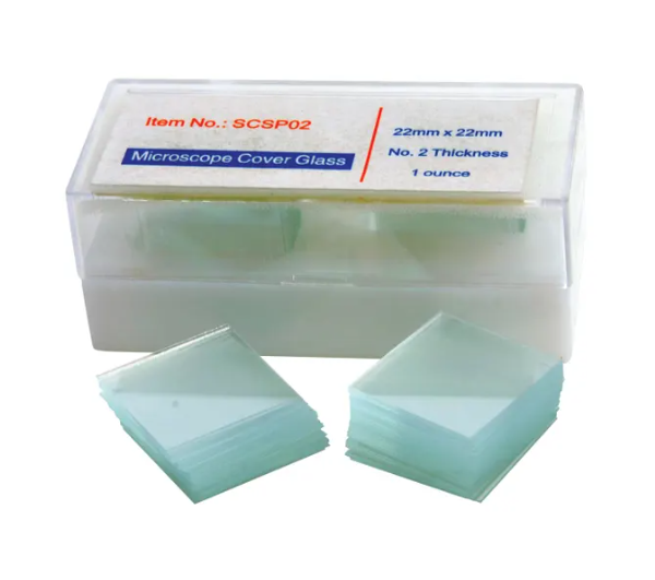 Glass or Plastic Cover Slips for Slides, 22 x 22 Millimeters, Pack of 100