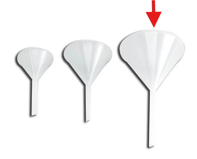 Long Stem, Plastic Funnels - Variety of Sizes